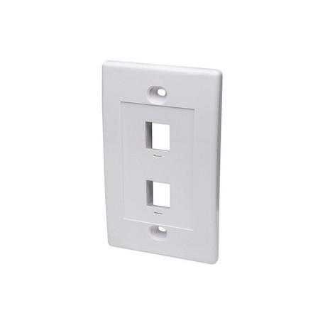 TAPA O PLACA DE PARED (FACEPLATE) CON DOS  SALIDAS PARA JACK RJ45