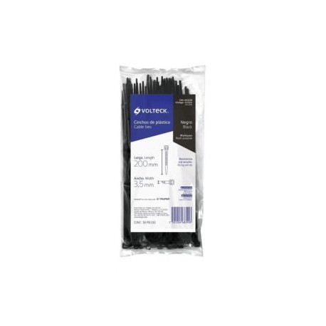 CINCHO SUJETACABLE DE NYLON DE 200 X 3.5MM  NEGRO